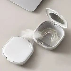 장만A782 휴대용 틀니 의치 마우스피스 보관함 케이스 미니거울