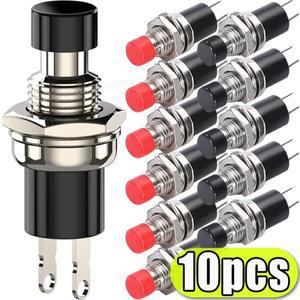 순간 푸시 버튼 스위치 재설정 조그 잠금 프리 3A 220VAC SPST 미니 소형 평상시 열림NO 검정색 및 빨간색