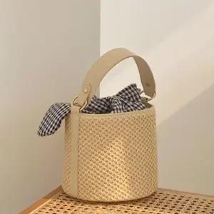 (색상1 라비라비도트백)귀여운 여름 여행용 여성 라탄 미니 핸드백 토트백 가방