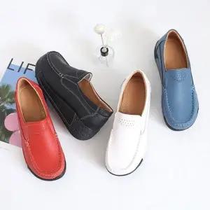 [옷자락]여자 데일리 편한 키높이 가죽 슬립온 로퍼