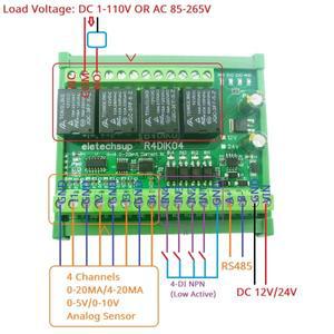 4AI-4DI-4DO 4-20MA 0-5V 0-10V 아날로그 디지털 혼합 IO 모듈 Modbus RTU RS485 릴레이 보드 전류 전압 AD