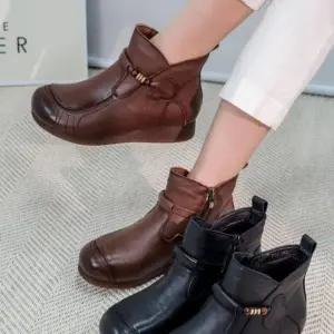 [옷자락]여자 데일리 캐주얼 발편한 로우굽 앵클부츠