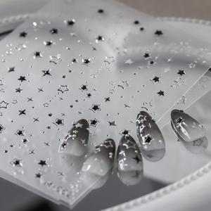 브론 징 손톱 스티커 얼음 투명 스타 백 접착 네일 아트 멋진 다섯개 별 매니큐어 장식 3D 데칼