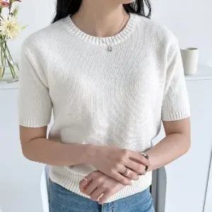 스웨터 여름 여성긴팔 루즈핏 여성 라운드넥 니트 반팔티 여성패션 여자