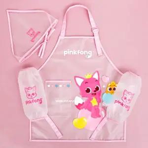 핑크퐁 하트 앞치마 토시 두건 3종세트미술가운 요리 유치원 어린이집 전신 유아 아동