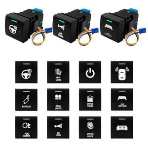 푸시 버튼 스위치 녹색 흰색 빛 레이더 전원 안개등 고정 차고 순간  Toyota Camry Coroa RAV4 Prado