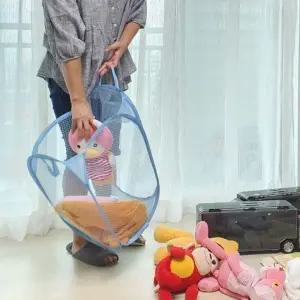 ( )접이식 메쉬망 빨래 세탁물 바구니 아기 빨래통