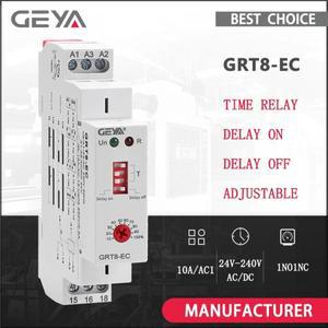 GEYA GRT8-EC 10A 이중 기능 타이머 릴레이 온 딜레이 OR 오프 AC220V AC380V ACDC24V-240V 타임 CE CB ROH
