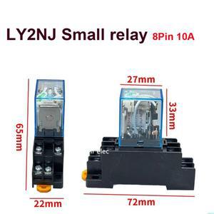 1세트 릴레이 LY2NJ DC12V AC110V AC220V 소형 10A 8 핀 코일 DPDT 소켓 베이스 8핀