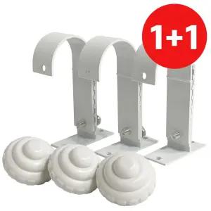 2단 1+1 알미늄 커튼브라켓 (K-354 화이트) 커텐봉 링부속 부자재 고정 세트 길이조절 이형 봉켓 설치 브라