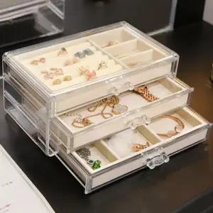 3단 주얼리 보관함 서랍형 악세사리 정리함 귀걸이 보석함 목걸이함