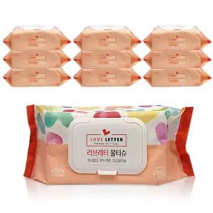 러브레터 물티슈70매 캡형 x1박스 10개 고급어린이물티슈 가정용물휴지 휴대용 도톰한 촉촉 물티슈