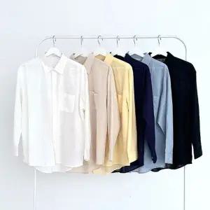 6컬러 루즈핏 린넨 여름 여성 셔츠 베이직 긴팔 남방