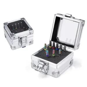 네일케어 가방형 드릴비트 보관 케이스 함플라워 포인트스톤 웨딩 봄꽃 비즈 믹스 장미 투명
