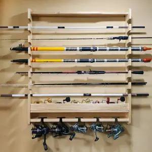 UST 로드거치대 낚시대거치대 벽걸이형 베이트 스피닝릴 수납공간