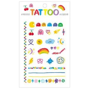 쁘띠 타투스티커_레인 보우 두들일회용 귀여운 셀프 그림 바디