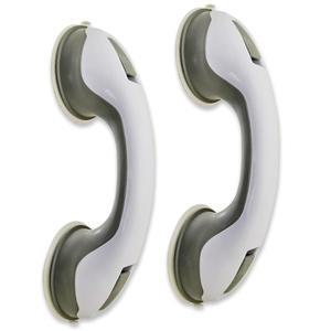 샤워 및 욕조용 2팩 그랩 - 노인용 없음) - 흡입 바 그랩 손잡이 안전 안전 12인치 컵 욕실 목욕 난간(드릴 흡입 샤워 바 바 및 탈착식 고강도 회색