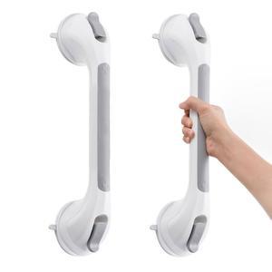 듀오란 샤워 핸들 2팩 욕조 드릴링 17인치 강력한 방수 부상 그립 난간 샤워용 안전 및 바 흡입 회색 그립 노인용 노인용 없음 컵 욕실