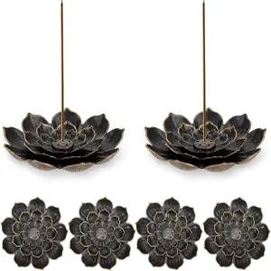 6피스 향 홀더 연꽃 스틱 버너 가정용 향수 요가 사우나 SPA 빈티지 꽃 모양 멀티홀 스틱용