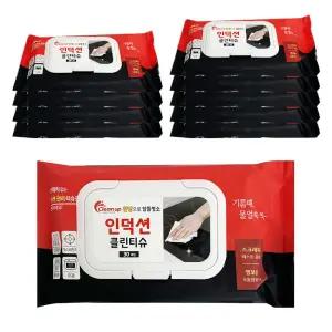 클린업 인덕션 티슈 30매 x(10개) 찌든때 가스렌다목적클리너 물제거 후드청소 주방 오븐 기름 레인지 크리
