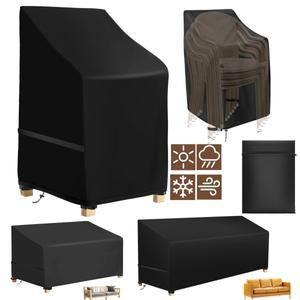 쌓인 의자 커버 방수 파티오 벤치 야외 정원 가구 보호대 소파 좌석 비 눈 먼지 방지 블랙