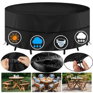 라운드 방수 정원 가구 커버 야외 파티오 원형 테이블 의자 옥스포드 천 방풍 안티 UV RipProof