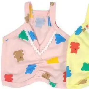 강아지 컬러곰 부드러운 탑나시티 핑크 2XL 1P 셔링 티셔츠