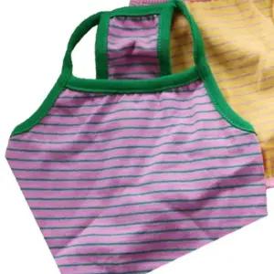 강아지 스트라이프 안정감 크롭 나시티 핑크 2XL 1P 티셔츠