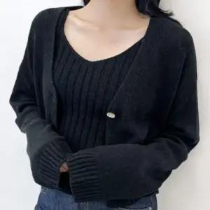 패션스타일 긴팔 간절기 세트 상의 데일리 소품 패션 캐주얼 용품 아우터 민소매 가디건 나시