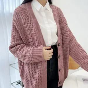 패션스타일 긴팔 브이 캐주얼 가디건 여자 간절기 베이직 단추 패션 기본 데일리 여성 아우터
