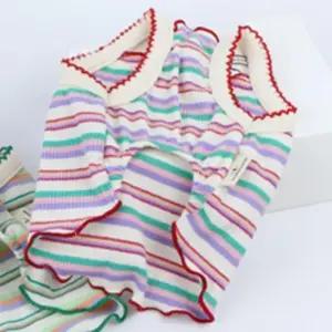 강아지 스트라이프 부드러운 곰돌이 나시티 레드 2XL 1P 티셔츠