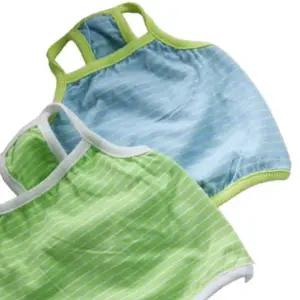 강아지 스트라이프 크롭 나시티 블루 2XL 1P 티셔츠