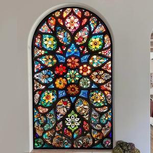 유럽 스타일 욕실 침실 거실 창문 필름 컬러 레트로 스티커, 방수, 관음증, 빛 불투명 창