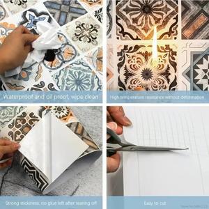 유럽 스타일 내유성 주방 가구 벽 스티커, 자체 접착 PVC 욕실 타일, 방수 캐비닛 벽지, 40cm