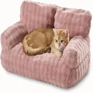 야닝 고양이 소파 침대 실내 고양이를 위한 귀여운 소프트 애완동물 탈착식 세탁 가능한 커버 포함 26인치