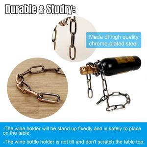플로팅 와인 병 홀더 - 매직 스틸 체인 랙 (공중에 띄우는 디스플레이용) 긴 목의 모두 보관 가능