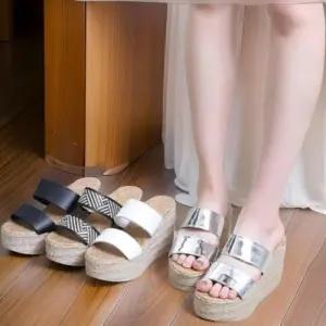 [신상오픈런]여성 여름 휴가 더블스트랩 플랫폼 9cm 웨지힐 샌들 (32331486)