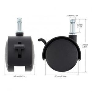 플라스틱 의자 캐스터, 사무실 컴퓨터 책상, 나무 바닥 및 카펫, 브레이크, 바퀴 교체, 5 개, 2 인치