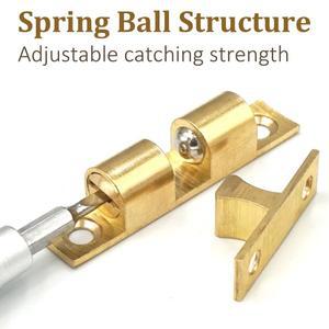 캐비닛 도어 캐치 솔리드 브래스 조정 가능한 스프링 볼 래치 가구 클로저 무료 나사 40mm/50mm/60mm/70mm