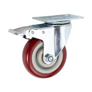 4인치 중형 폴리우레탄 바퀴 잠금 캐스터 있는 산업용 엄밀한 이중 볼 베어링 트롤리 PVC 회전