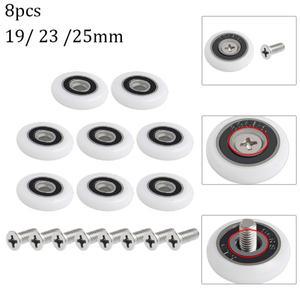 8Pcs 교체 샤워 도어 액세서리 베어링 롤러 러너 휠 드롭 배송 19/23/25mm 직경