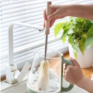 주방 청소 도구 음료병 유리 세척솔 브러쉬 나무 손잡이 긴 병
