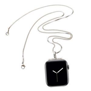 스테인리스 스틸 체인 목걸이 스마트워치 밴드 38mm 시리즈 3 2 1 / 40mm 4 새로운 광택 실버 금속 상자 스트랩 로프 넥밴드 교체 액세서리 착용 가능 기술 여성 남성