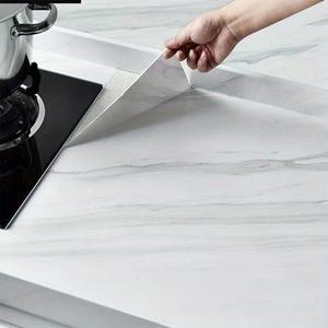 블랙 앤 화이트 대리석 내유성 스티커, 방수 자체 접착 벽지, 내열성 홈 리노베이션 광택