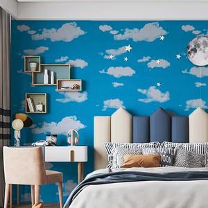 푸른 하늘 흰 구름 꽃 모양의 천장 벽지 자체 접착 방습 침실 대학 기숙사 PVC