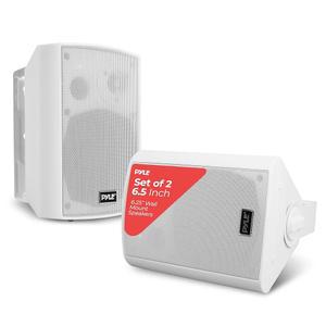 실내 또는 실외 무선 블루투스 서라운드 사운드 시스템을 위한 6.5인치 벽걸이 방수 스피커 시스템, 흰색(2팩)