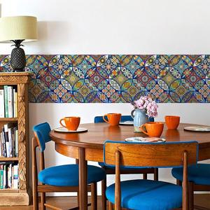 Boho 수채화 교통 서클 비닐 벽지 세련된 껍질과 스틱 타일 패턴 PVC 복고풍 가구 캐비닛 스티커