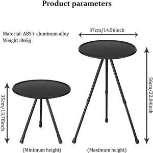 접이식 원형 테이블 휴대용 텔레스코픽 야외 3 다리 식탁 알루미늄 합금 커피 하이킹 피크닉 리프팅