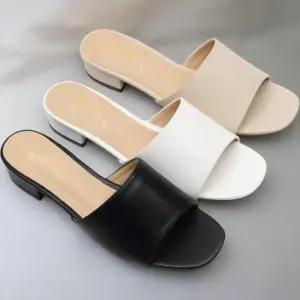 [신상오픈런]여성 심플 사각코 저굽 슬리퍼 샌들 (39187574)