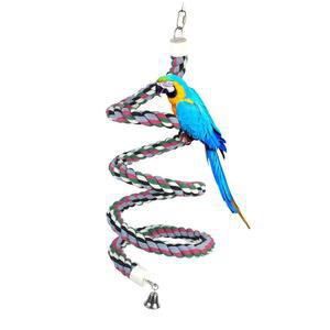 94.4인치 길이의 컬러풀한 면 구부릴 수 있는 로프 퍼치 스윙 버드 츄 장난감 아마존 앵무새 케이지 벨 클라이밍 스탠딩 번지 일반부터 대형까지